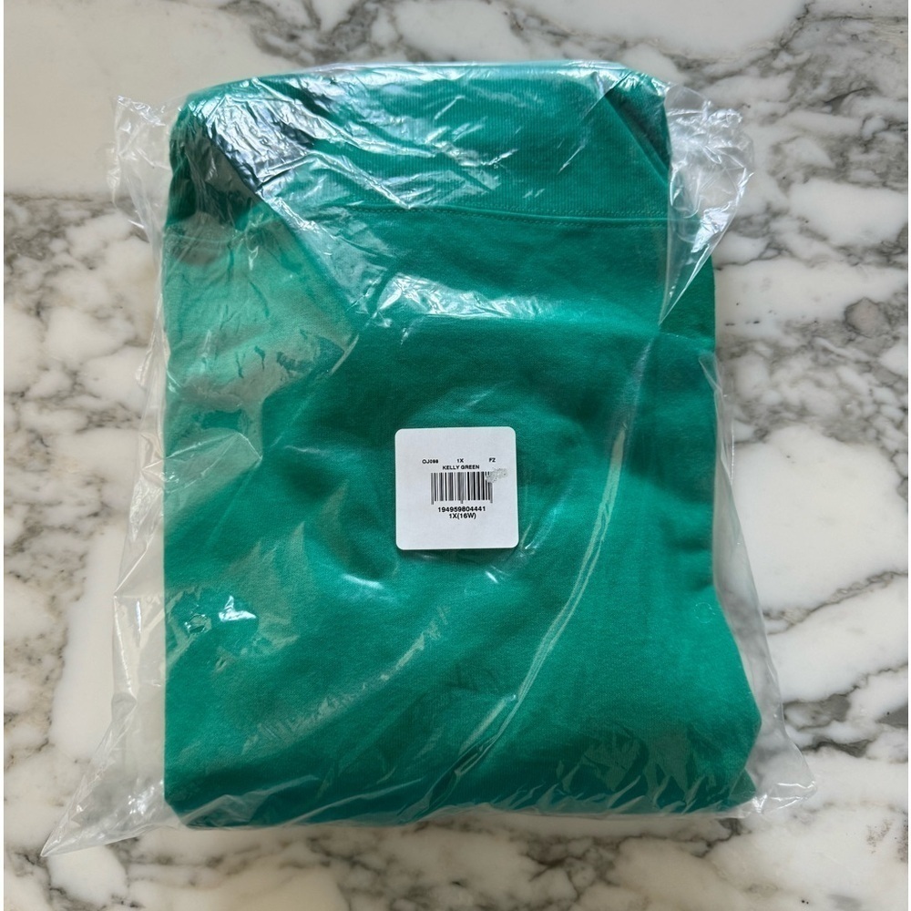 New Hanes EcoSmart Kelly Green Crewneck Sweatshirt 1X Cotton Blend Pullover - Picture 9 of 9